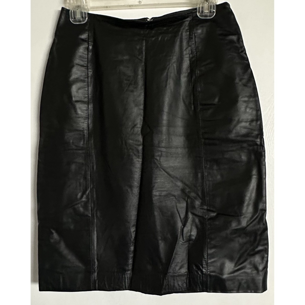 Wilsons Suede & Leather Vintage‎ Black Leather Skirt Sz 10 28 Inch Waist
